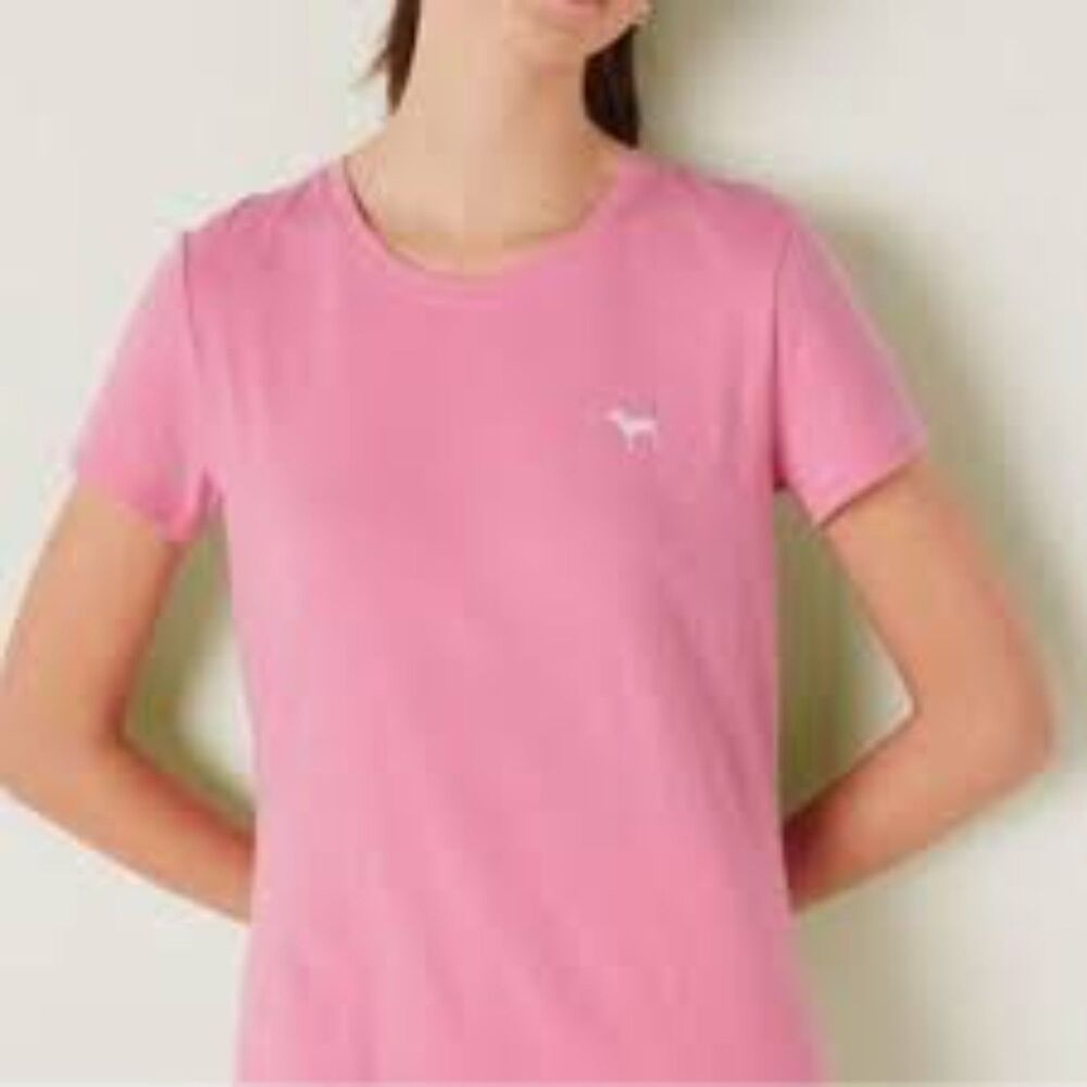 Victoria's Secret Pink Everyday T Shirt White dog logo Medium M